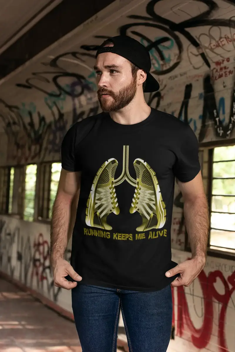 Ultrabasic Men's Novelty T-Shirt Running Keeps Me Alive - Funny Runner Tee Shirt 1