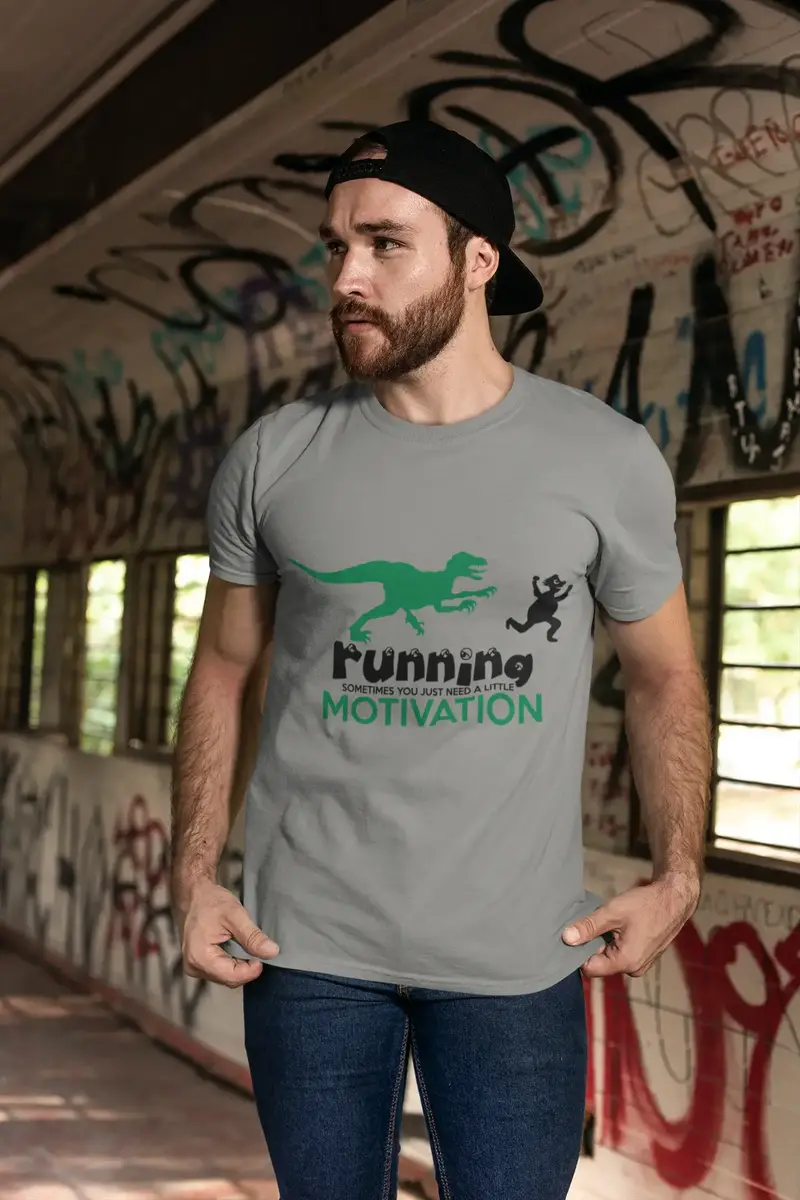 Ultrabasic Men's Novelty T-Shirt Running Sometimes Just Need A Little Motivation - Funny Runner Tee Shirt 1