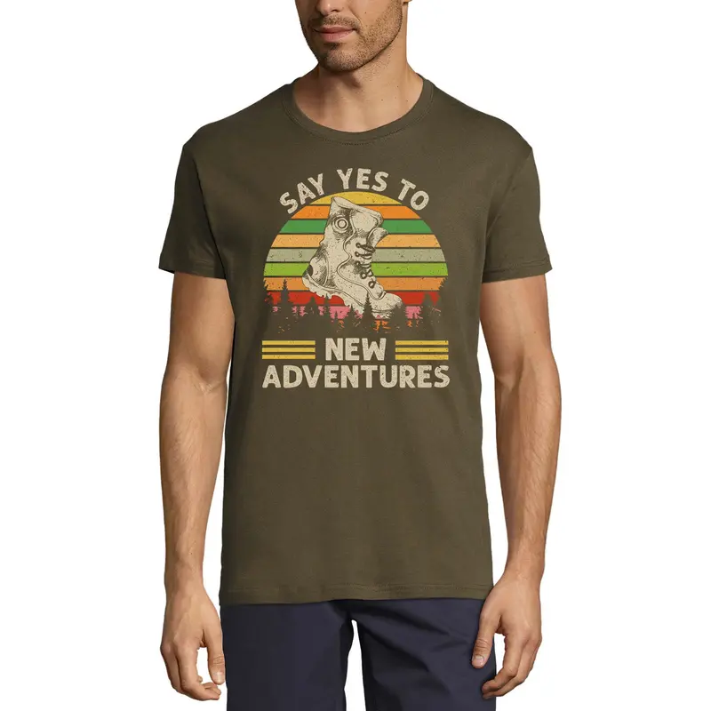 Ultrabasic Men's Novelty T-Shirt Say Yes To New Adventures - Retro Mountain Hiker Tee Shirt 1