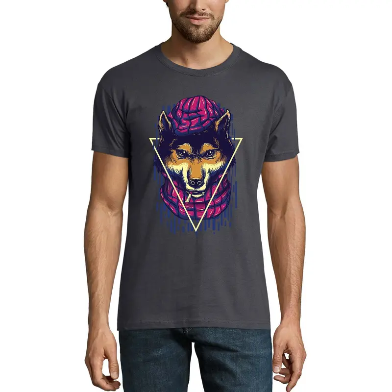 Ultrabasic Men's Novelty T-Shirt Scary Wolf - Animal Graphic Tee Shirt 1