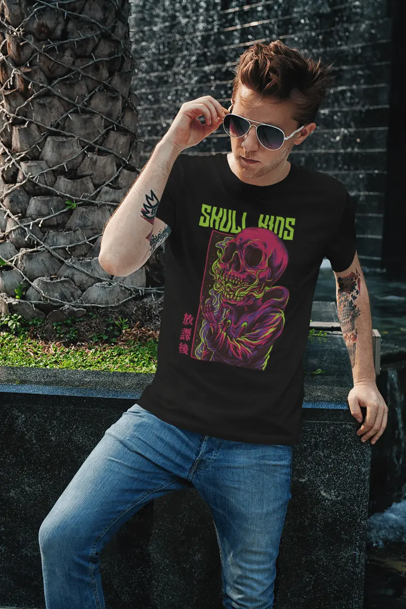 Ultrabasic Men's Novelty T-Shirt Skull Kids - Scary Short Sleeve Tee Shirt 2