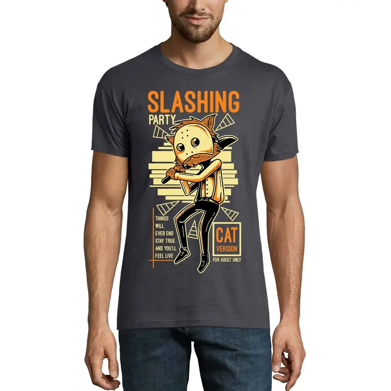 Ultrabasic Men's Novelty T-Shirt Slashing Party Cat Version 1