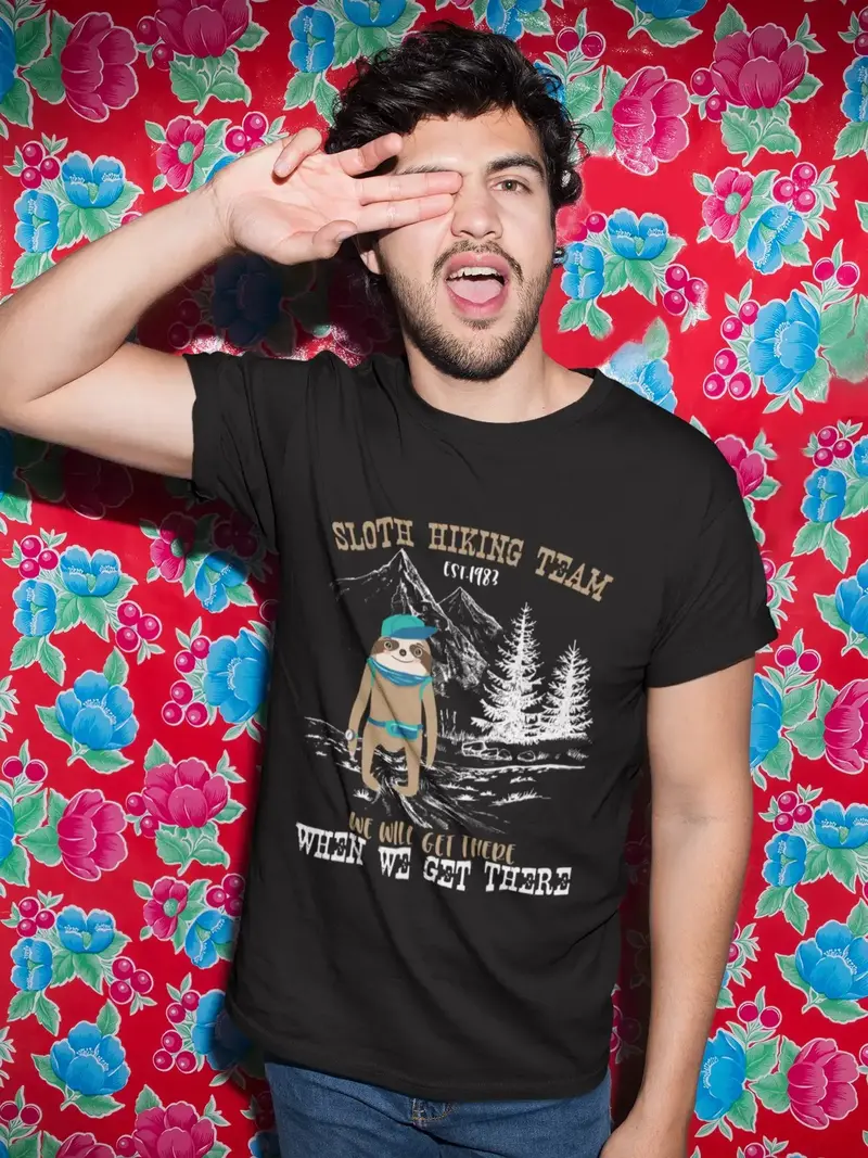 Ultrabasic Men's Novelty T-Shirt Sloth Hiking Team - Funny Mountain Hiker Tee Shirt 1