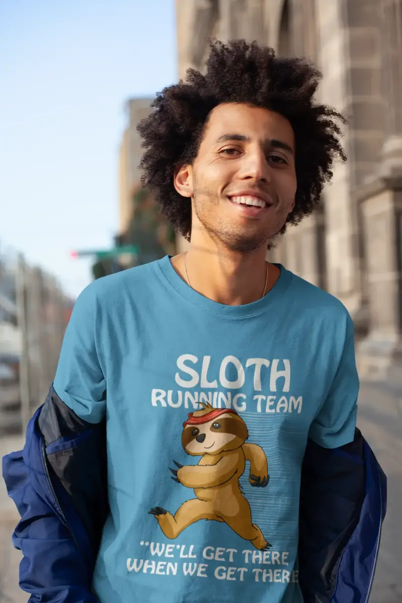Ultrabasic Men's Novelty T-Shirt Sloth Running Team - Funny Runner Tee Shirt 1
