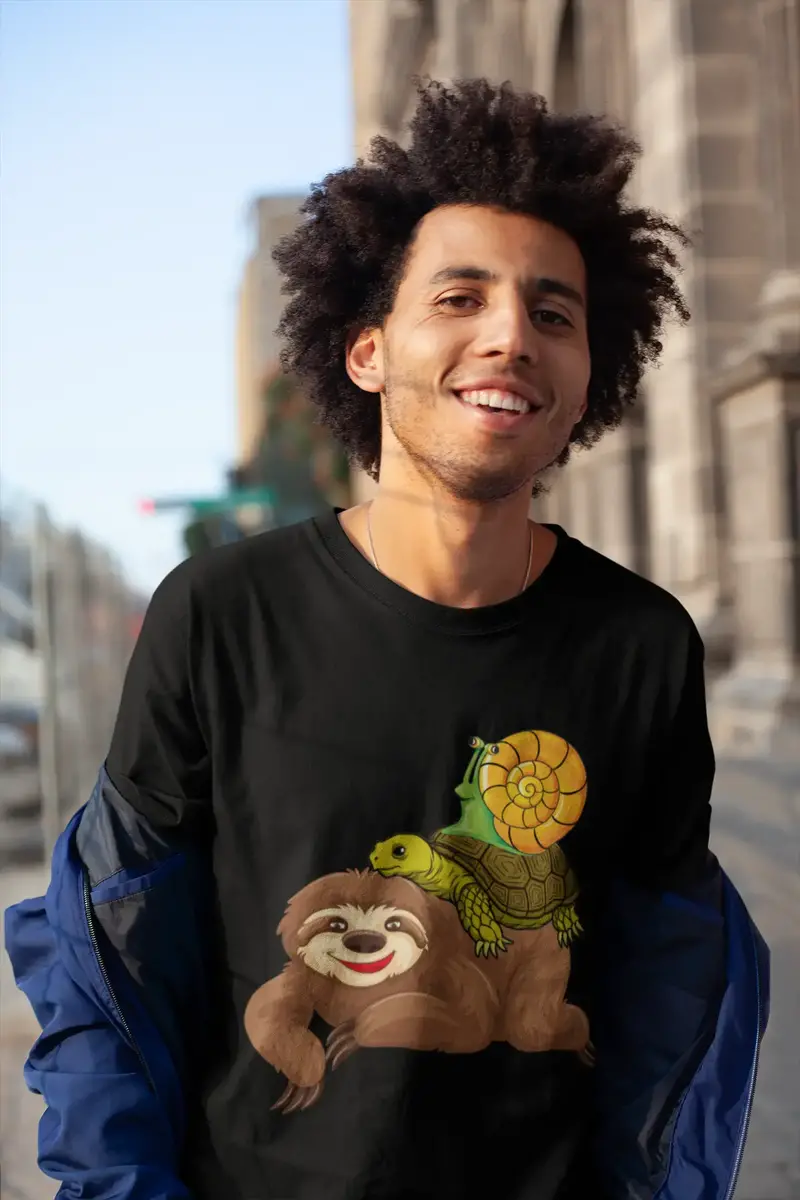 Ultrabasic Men's Novelty T-Shirt Sloth Turtle And Snail - Funny Runner Tee Shirt 1