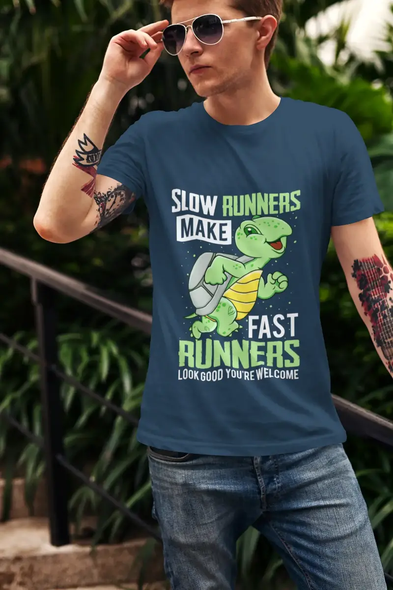 Ultrabasic Men's Novelty T-Shirt Slow Runners Make Fast Runners - Funny Runner Tee Shirt 1