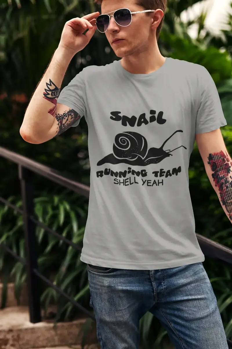 Ultrabasic Men's Novelty T-Shirt Snail Running Team Shell Yeah - Funny Runner Tee Shirt 1