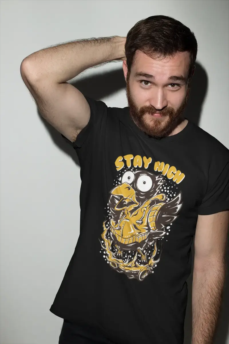 Ultrabasic Men's Novelty T-Shirt Stay High - Funny Animal Tee Shirt 1