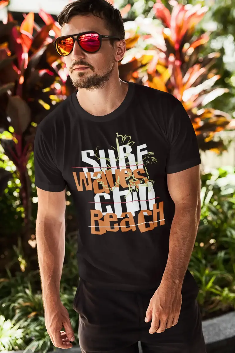 Ultrabasic Men's Novelty T-Shirt Surf Waves Chill Beach Tee Shirt 1
