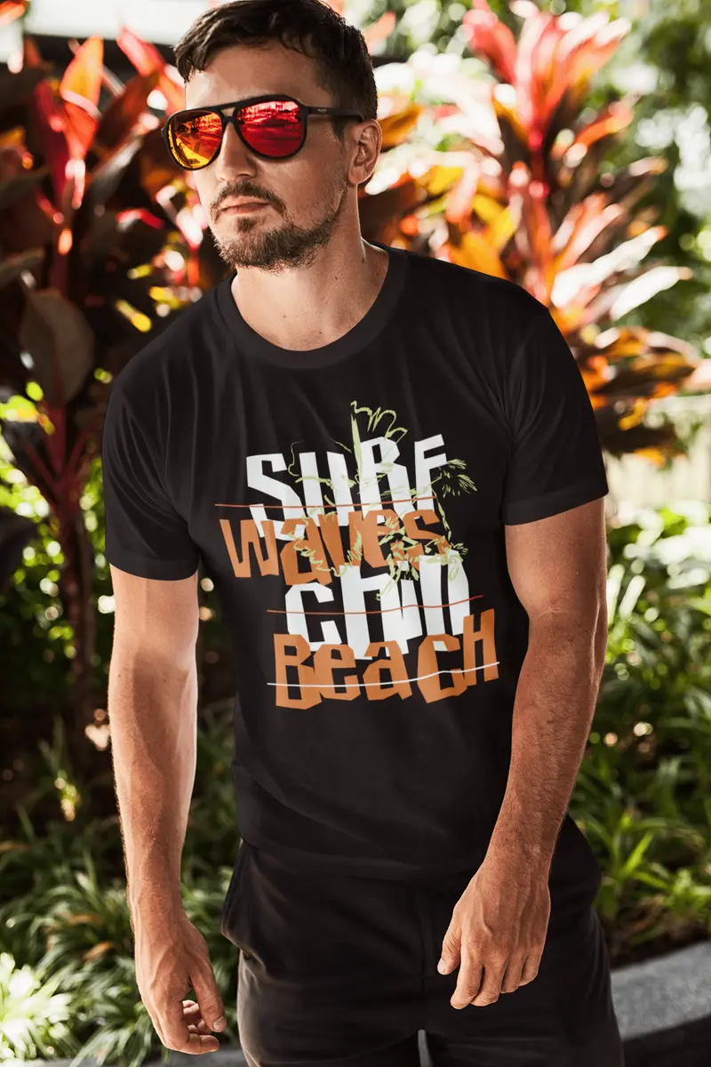 Ultrabasic Men's Novelty T-Shirt Surf Waves Chill Beach Tee Shirt 2