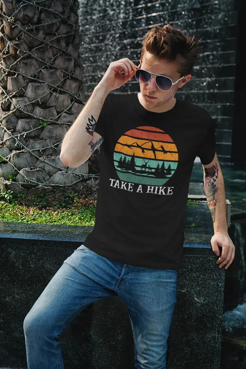 Ultrabasic Men's Novelty T-Shirt Take A Hike - Retro Mountain Hiker Tee Shirt 1