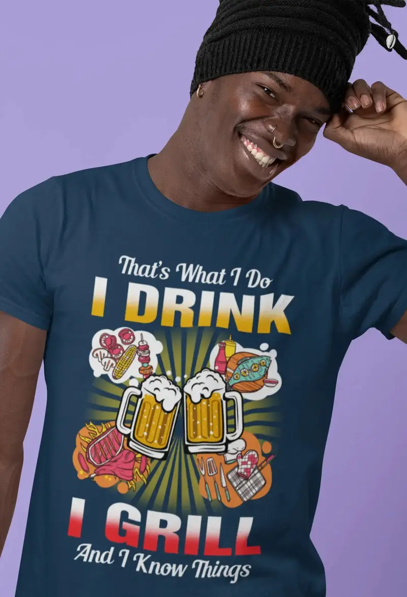 Ultrabasic Men's Novelty T-Shirt That's What I Do I Drink I Grill And I Know Things - Beer Lover Bbq Tee Shirt 1
