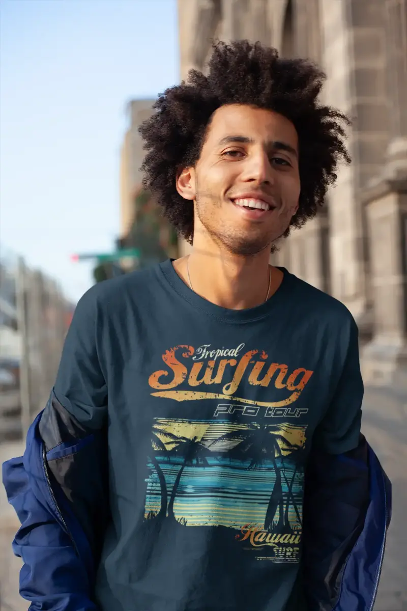 Ultrabasic Men's Novelty T-Shirt Tropical Surfing - Hawaii Sport Tee Shirt 1