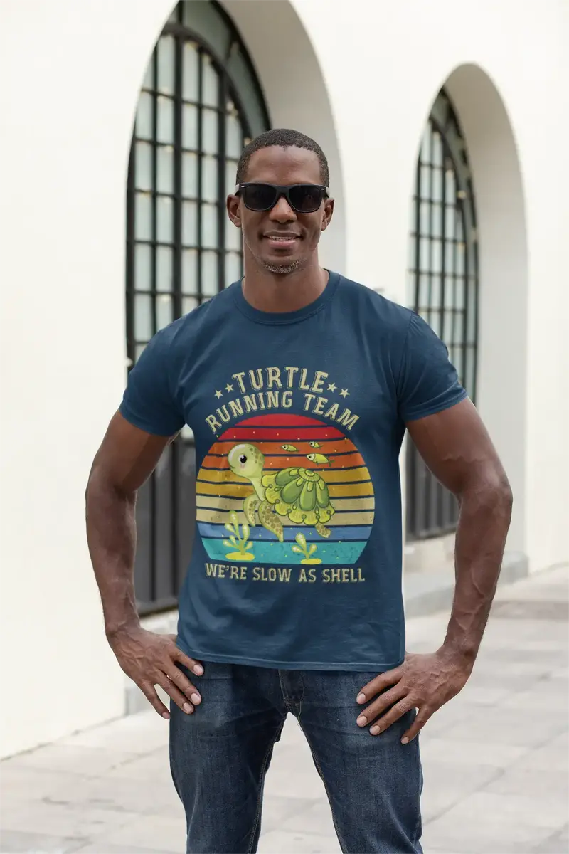 Ultrabasic Men's Novelty T-Shirt Turtle Running Team - We're Slow As Shell - Funny Runner Tee Shirt 1