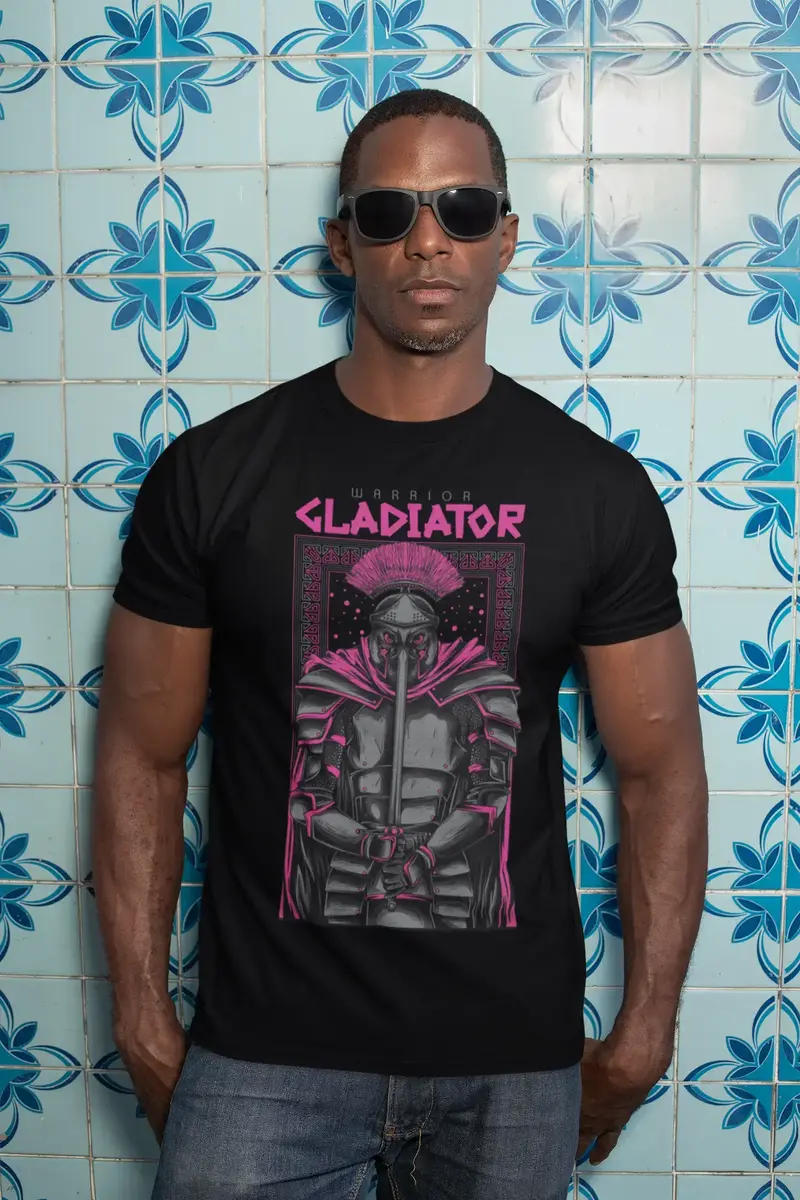 Ultrabasic Men's Novelty T-Shirt Warrior Gladiator - Scary Short Sleeve Tee Shirt 1