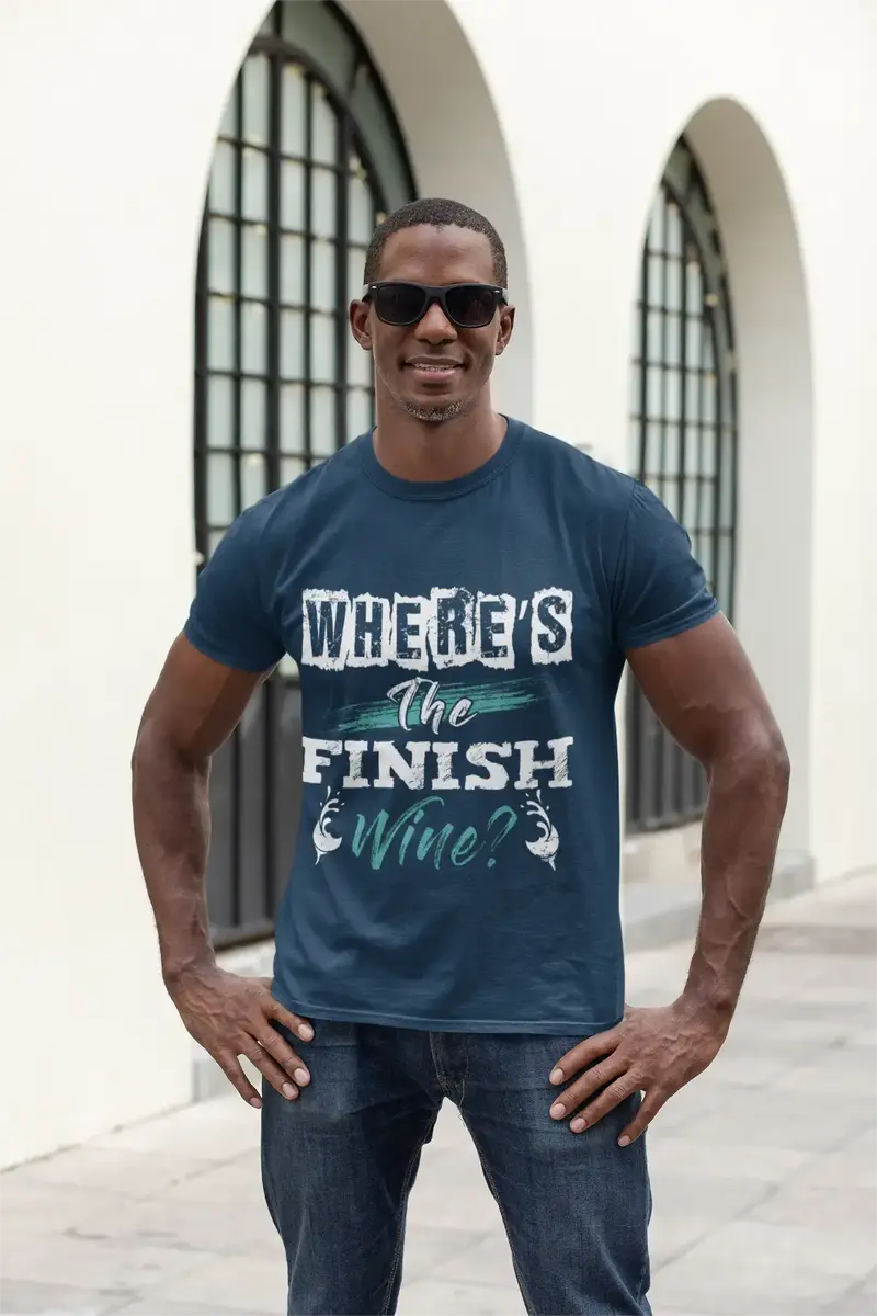 Ultrabasic Men's Novelty T-Shirt Where's The Finish Wine - Funny Runner Tee Shirt 1