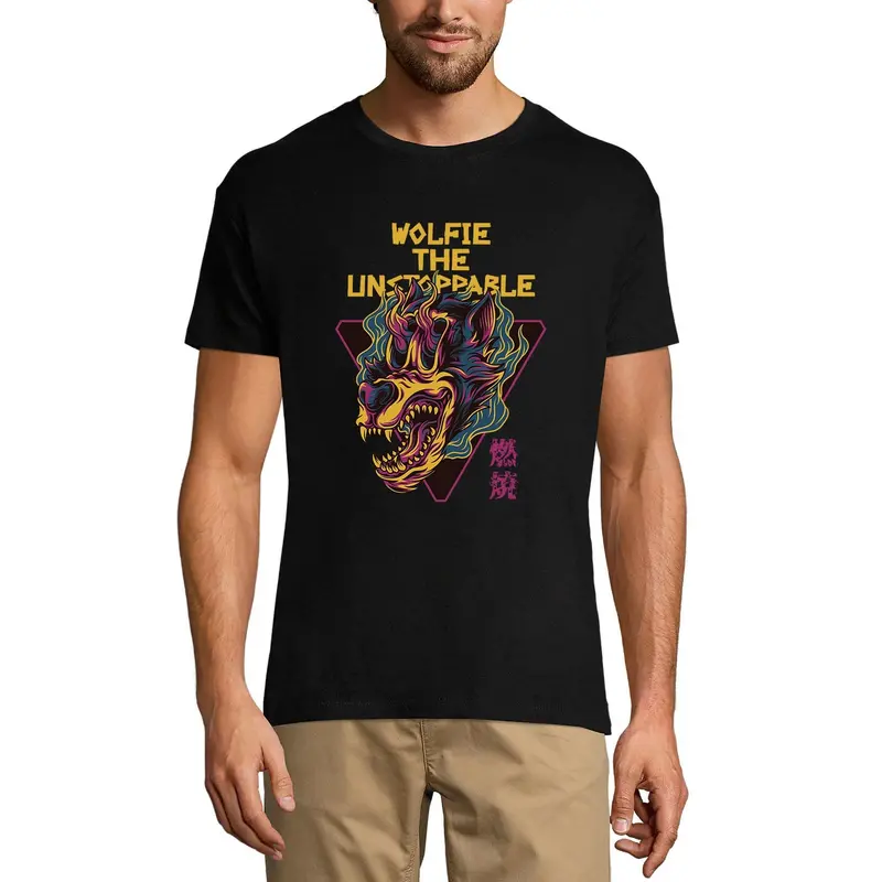 Ultrabasic Men's Novelty T-Shirt Wolfie The Unstoppable - Scary Animal Short Sleeve Tee Shirt 3
