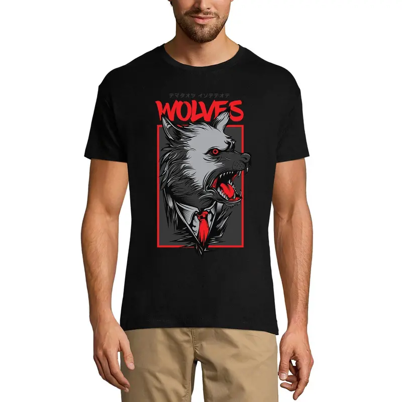 Ultrabasic Men's Novelty T-Shirt Wolves - Gentleman Wolf Tee Shirt 1