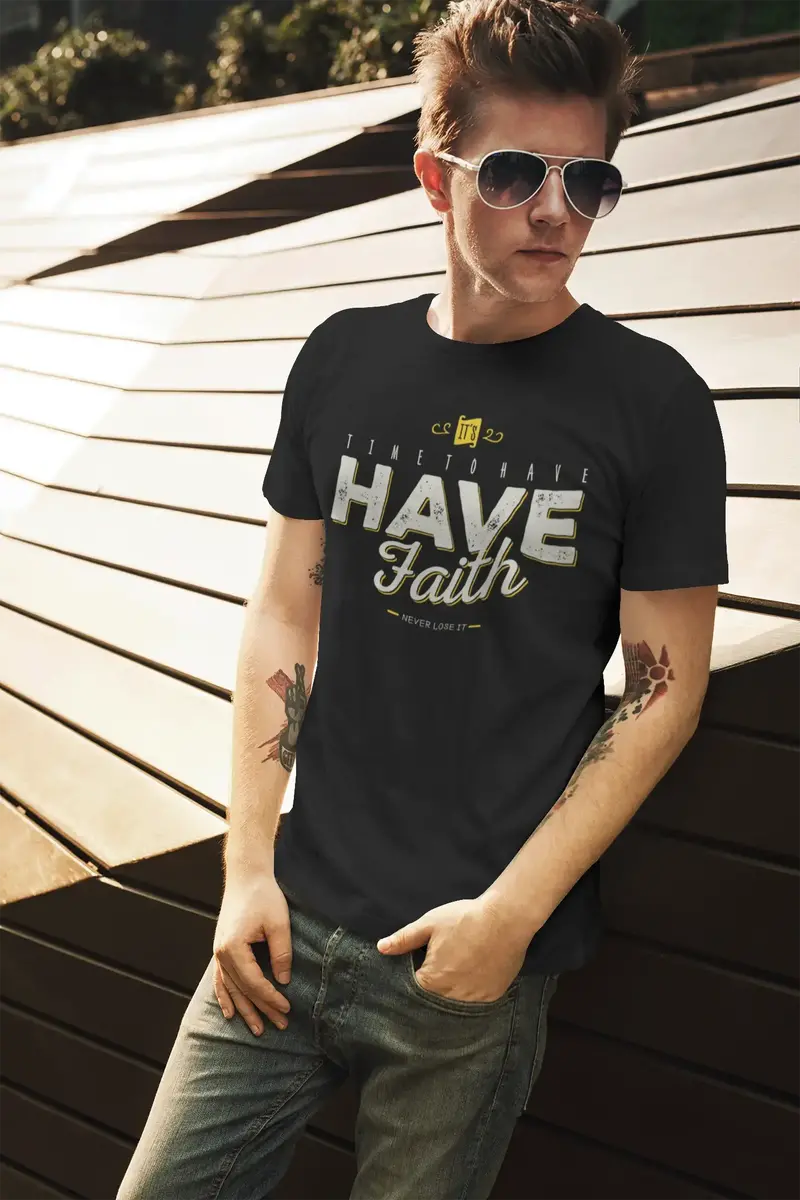 Ultrabasic Men's Organic T-Shirt Time To Have Faith - Christ Bible Religious Shirt 1