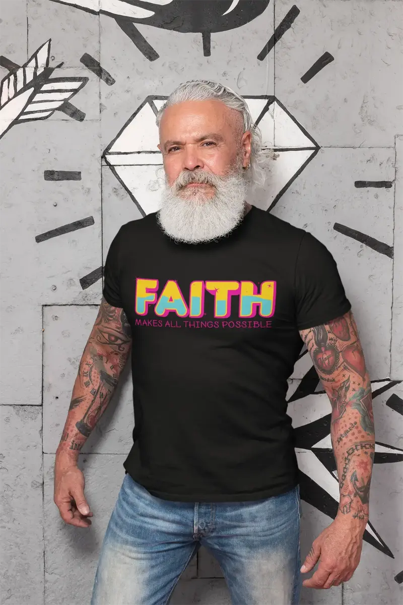 Ultrabasic Men's Religious T-Shirt Faith Makes All Things Possible Shirt 1