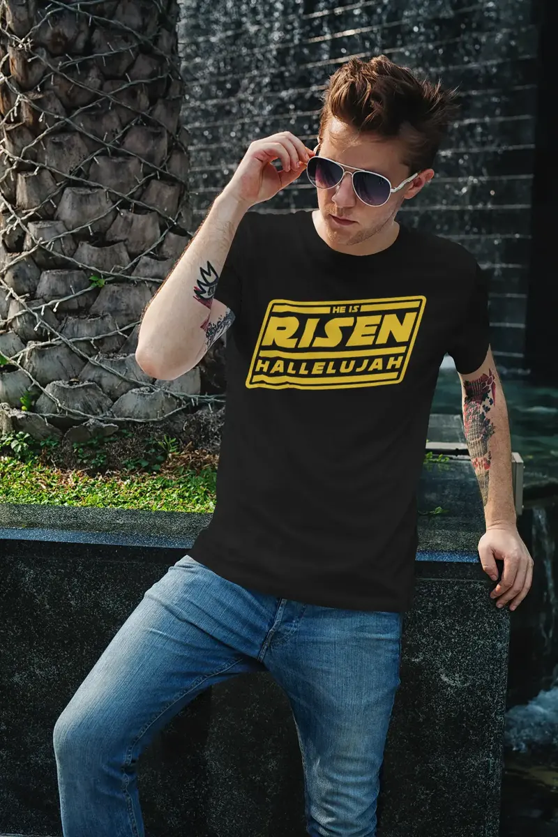 Ultrabasic Men's Religious T-Shirt He Is Risen Hallelujah - Bible Christ Shirt 1