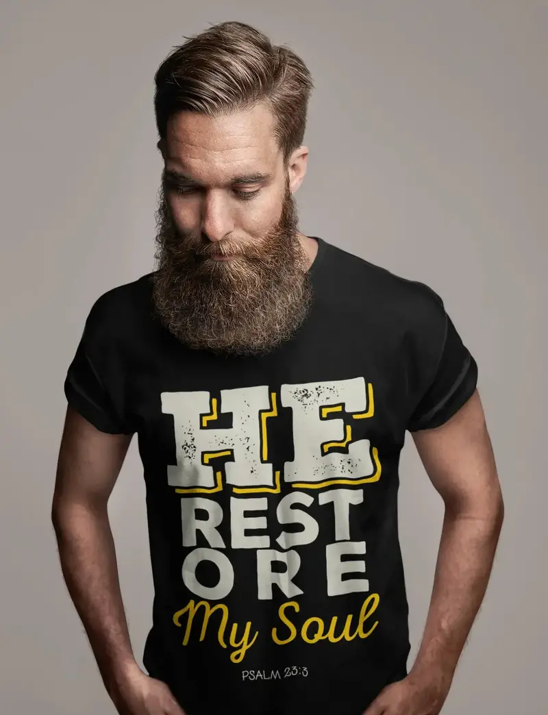 Ultrabasic Men's Religious T-Shirt He Restored My Soul - Jesus Christ Shirt 1
