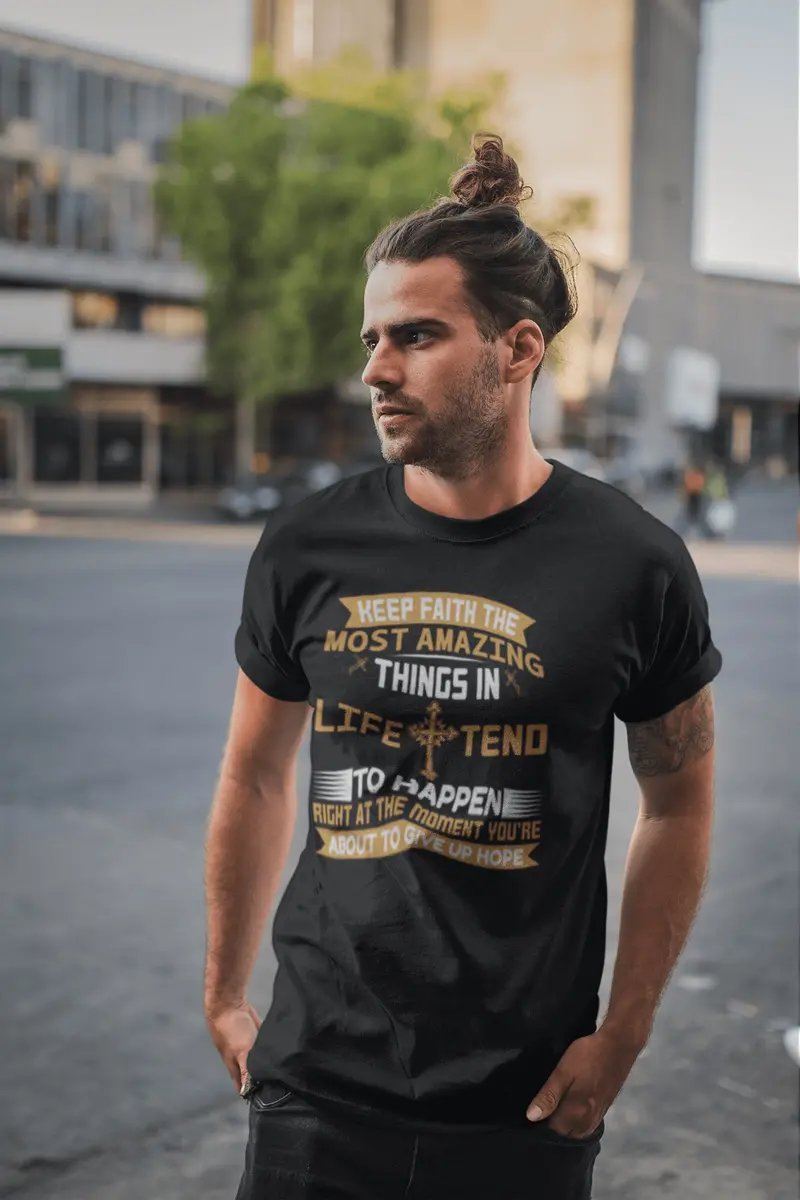 Ultrabasic Men's Religious T-Shirt Keep Faith The Most Amazing Things Shirt 2