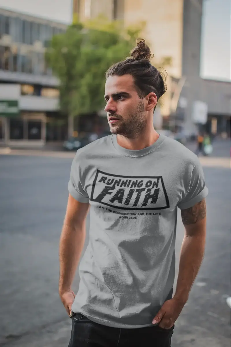 Ultrabasic Men's Religious T-Shirt Running On Faith - Jesus Christ Shirt 1