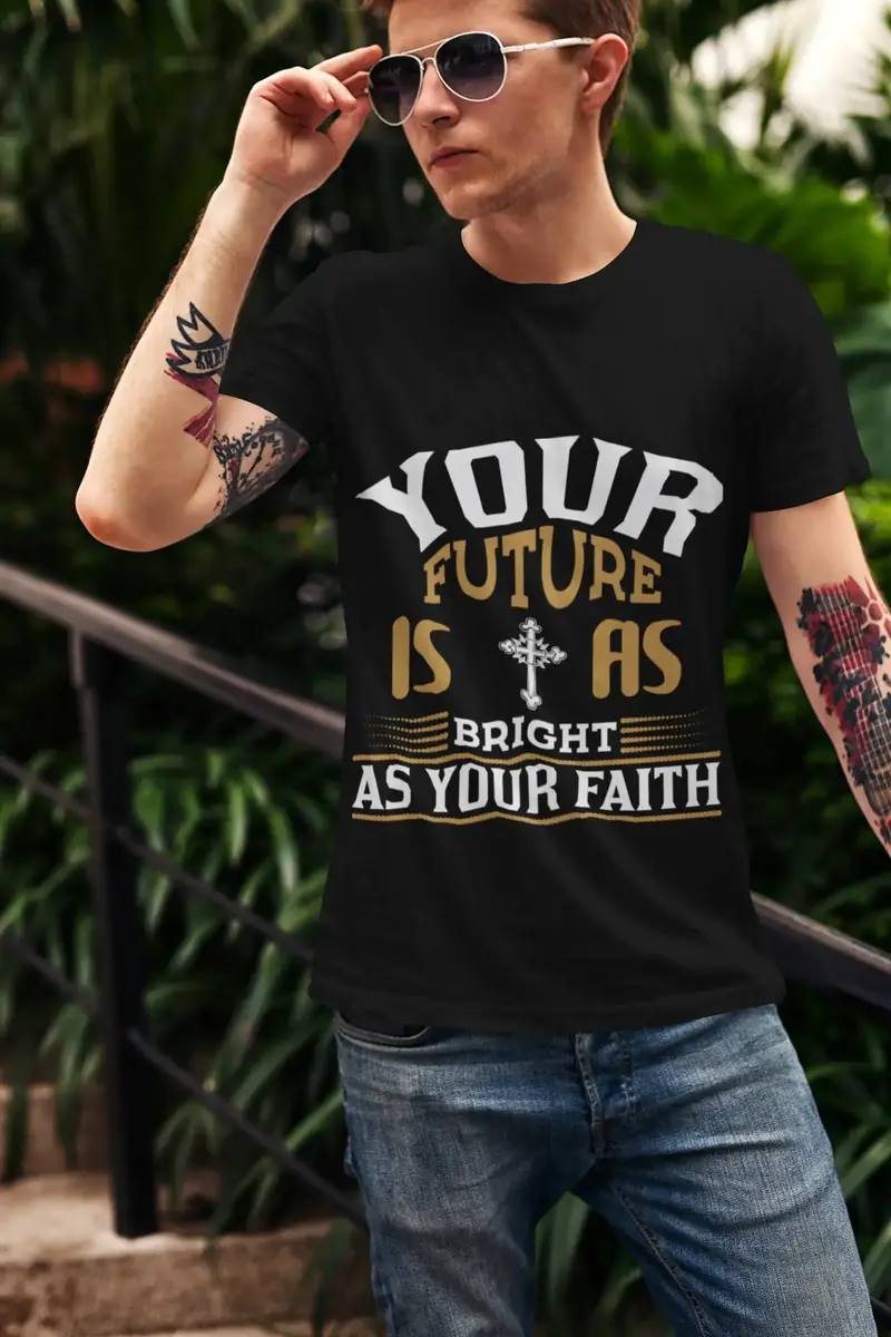 Ultrabasic Men's Religious T-Shirt Your Future Is As Bright As Your Faith Shirt 1