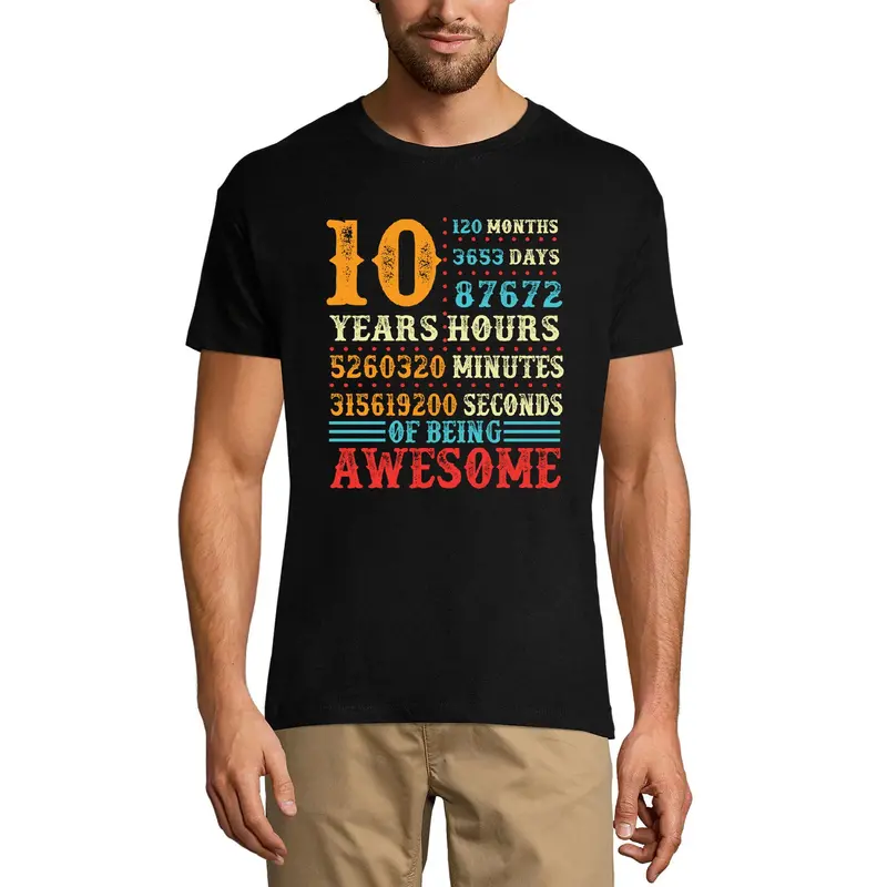 Ultrabasic Men's T-Shirt 10 Years Of Being Awesome - Funny Birthday Gift Tee Shirt 1