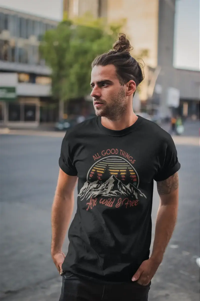 Ultrabasic Men's T-Shirt All Good Things Are Wild And Free - Mountain Hiking Tee Shirt 1
