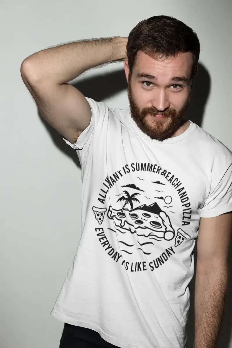 Ultrabasic Men's T-Shirt All I Want Is Summer Beach And Pizza - Funny Shirt 1