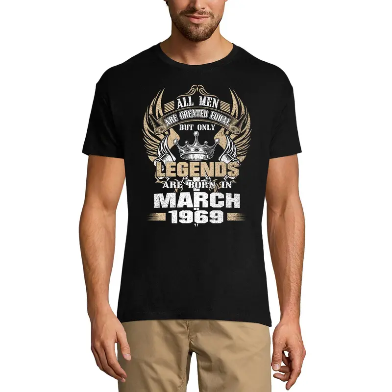 Ultrabasic Men's T-Shirt All Men Are Created Equal But Only Legends Are Born In March 1969 - Gift For 52Nd Birthday 2
