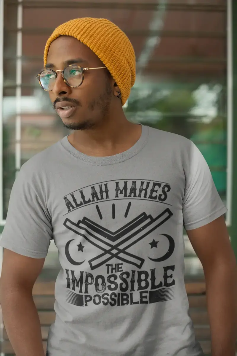 Ultrabasic Men's T-Shirt Allah Makes The Impossible Possible - Muslim Tee Shirt 1