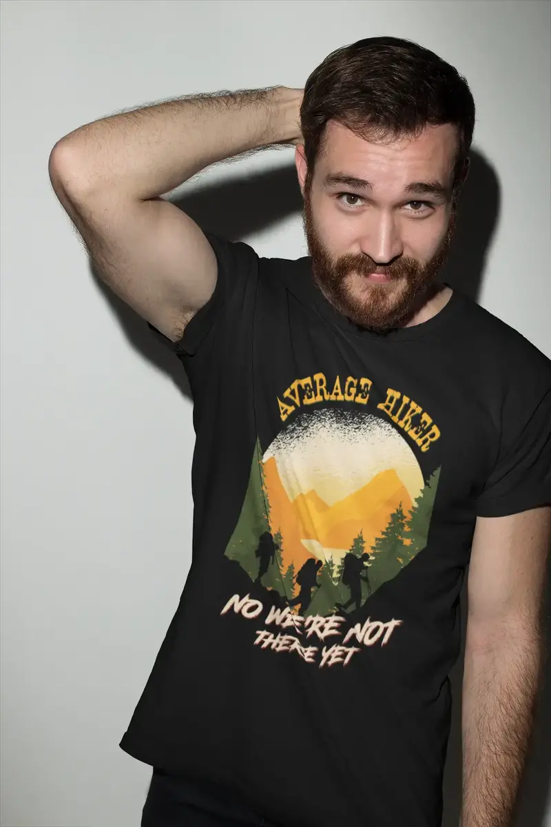 Ultrabasic Men's T-Shirt Average Hiker No We're Not There Yet - Funny Mountain Hiking Tee Shirt 1