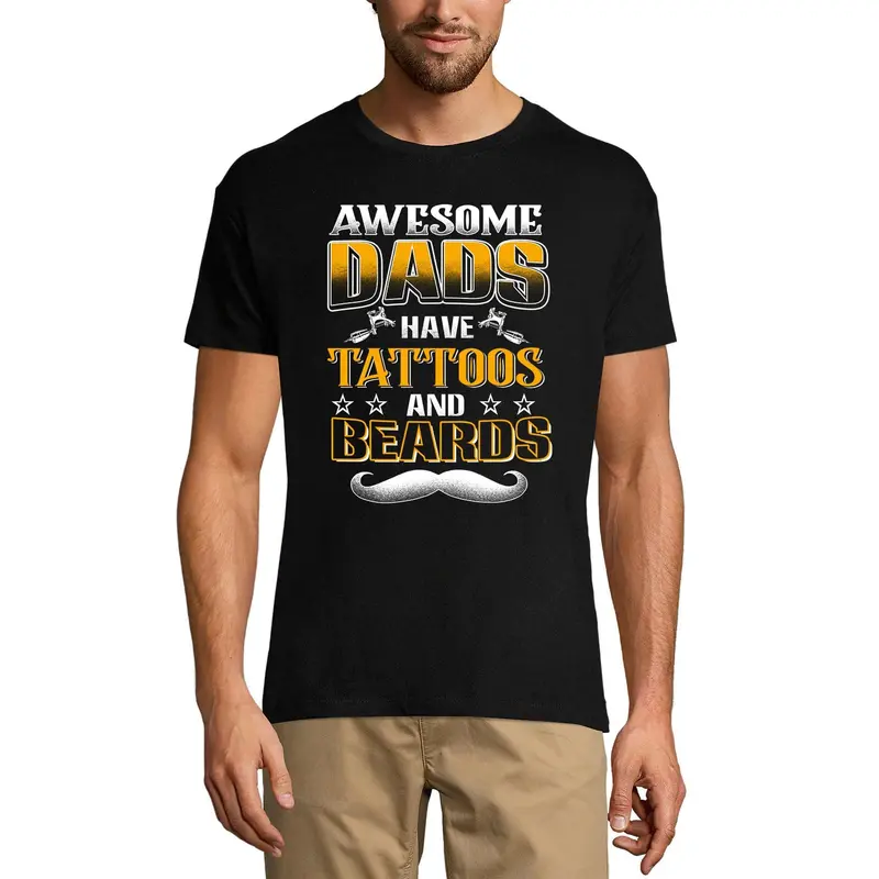 Ultrabasic Men's T-Shirt Awesome Dads Have Tattoos And Beards - Funny Tee Shirt 2