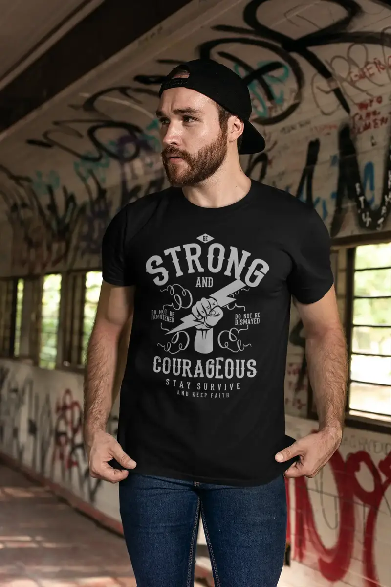 Ultrabasic Men's T-Shirt Be Strong And Courageous - Thunder Fist Shirt For Men 1