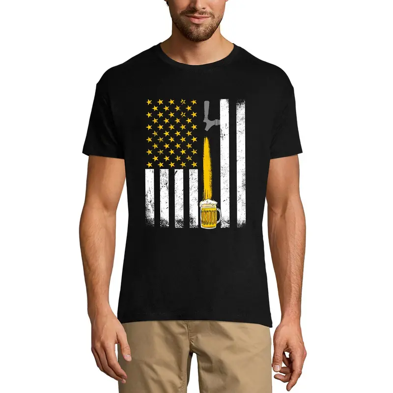 Ultrabasic Men's T-Shirt Beer America Flag - Patriotic Beer Lover Drinking Tee Shirt 2