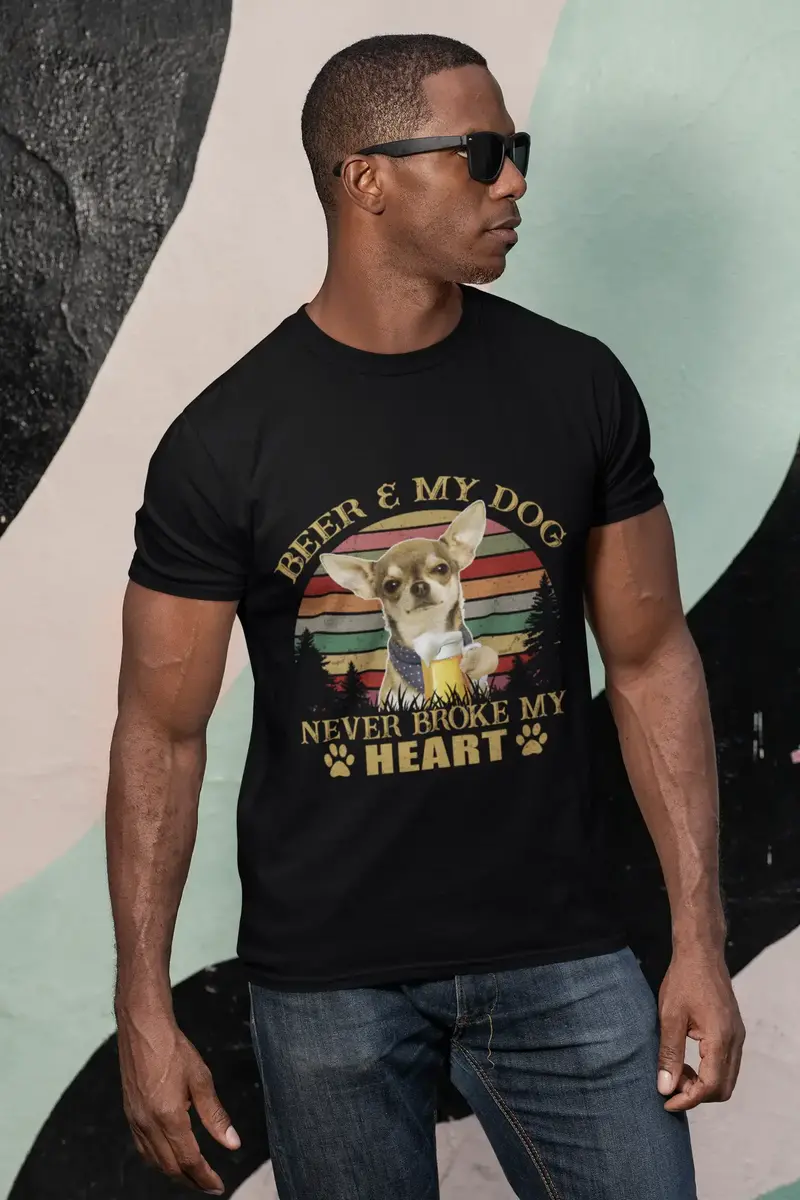 Ultrabasic Men's T-Shirt Beer And My Dog Never Broke My Heart - Funny Chihuahua Paw Tee Shirt 1