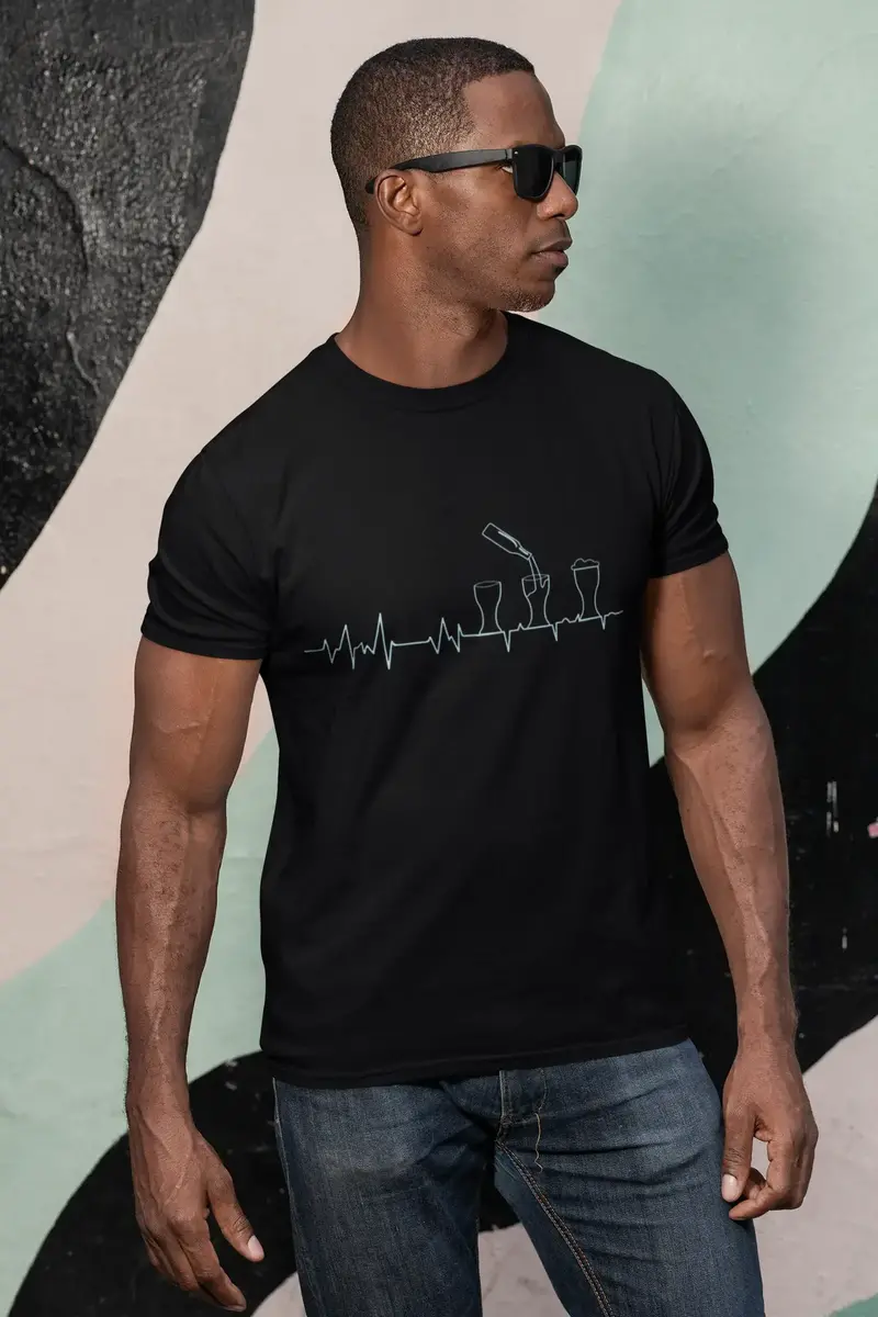 Ultrabasic Men's T-Shirt Beer Heartbeat - Funny Humor Beer Lover Tee Shirt 1