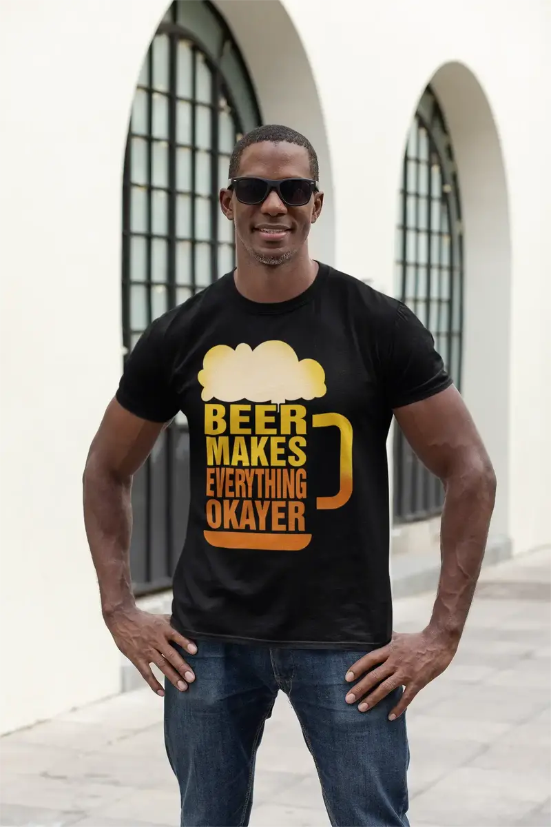 Ultrabasic Men's T-Shirt Beer Makes Everything Okayer - Alcohol Lover Tee Shirt 1