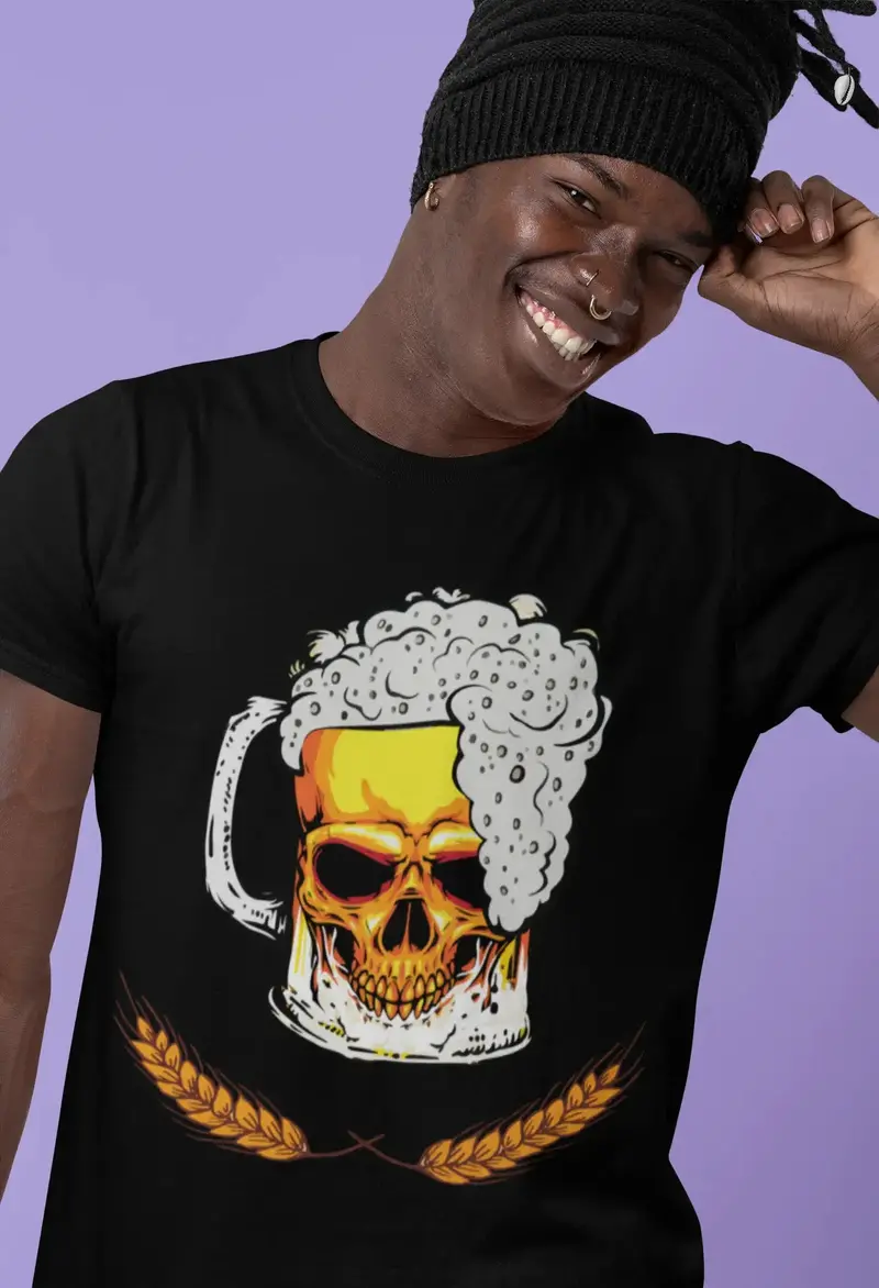 Ultrabasic Men's T-Shirt Beer Skull - Funny Beer Lover Drinking Tee Shirt 1