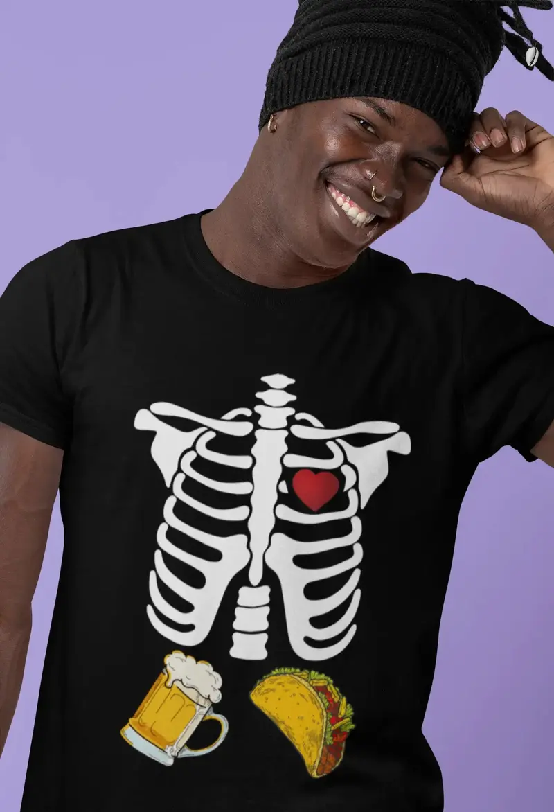 Ultrabasic Men's T-Shirt Beer Tacos Skeleton - Funny Sarcasm Humor Tee Shirt 1