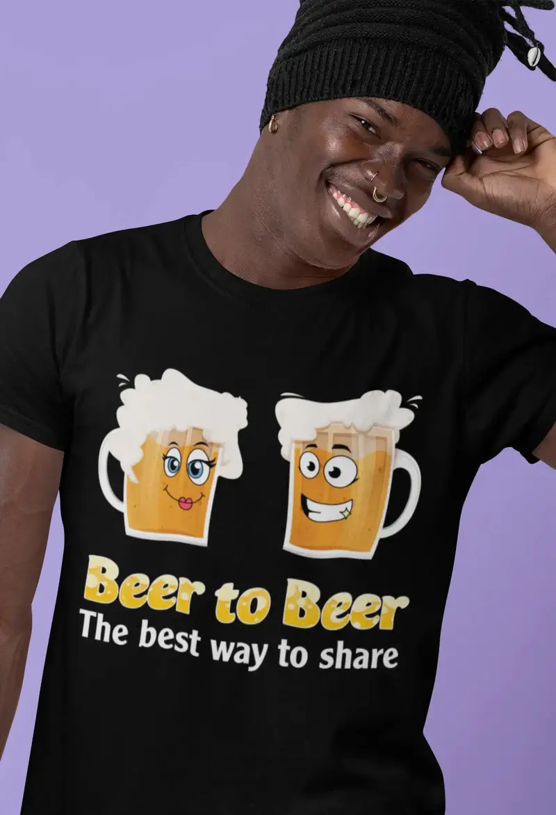 Ultrabasic Men's T-Shirt Beer To Beer Best Way To Share - Funny Alcohol Lover Tee Shirt 1