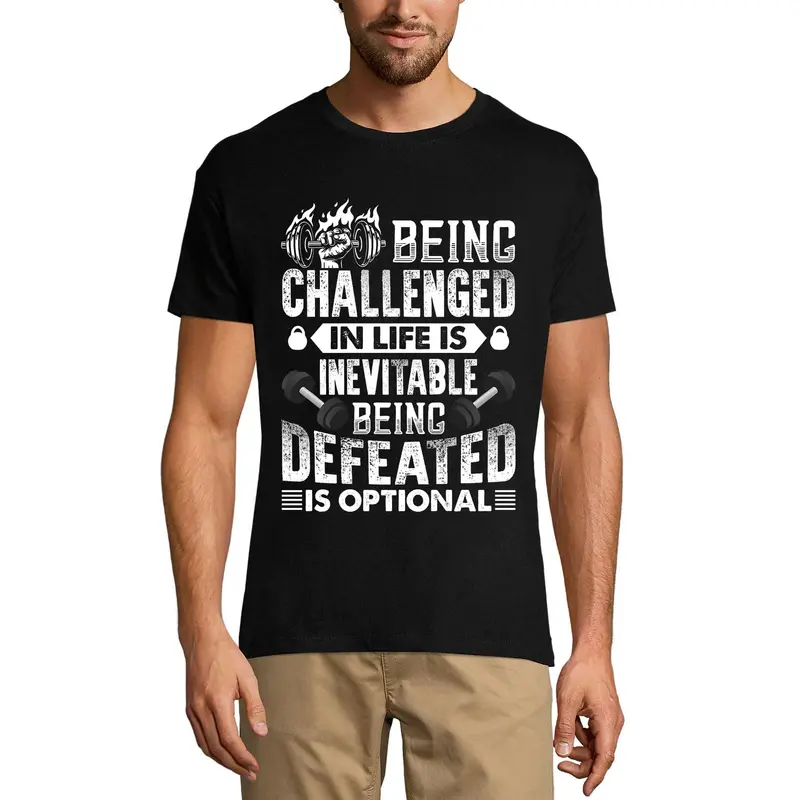 Ultrabasic Men's T-Shirt Being Defeated Is Optional - Motivational Funny Gym Shirt 1