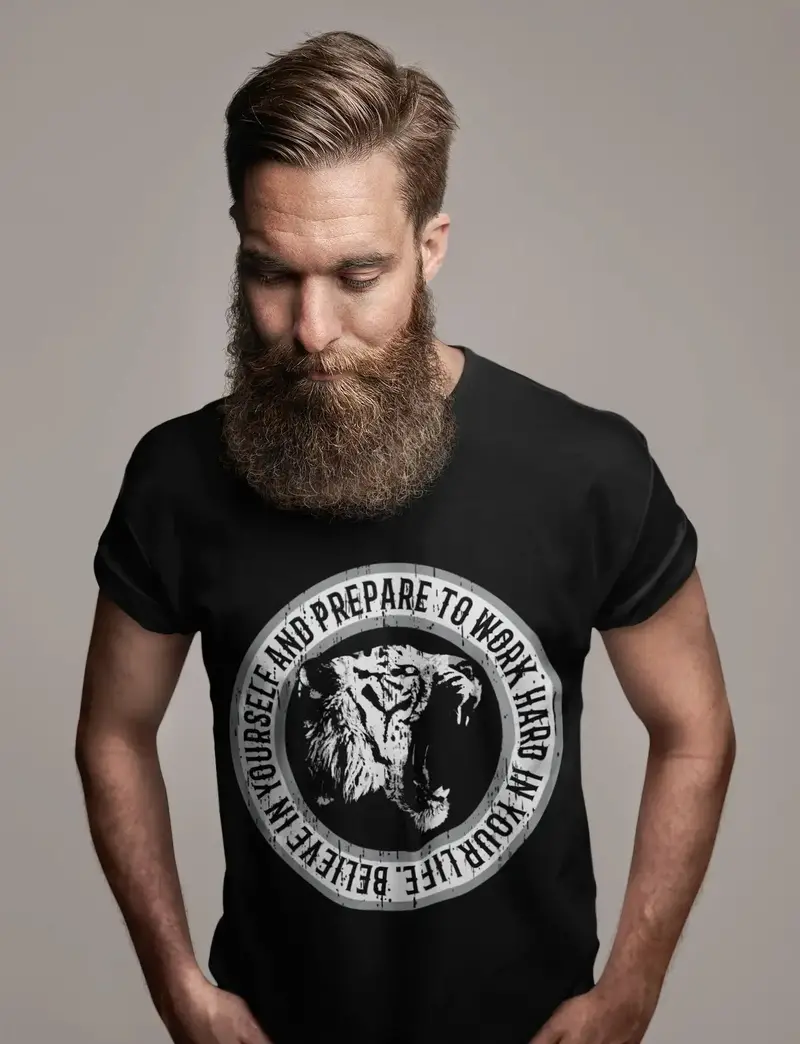 Ultrabasic Men's T-Shirt Believe In Yourself And Prepare To Work Hard - Tiger Quote Shirt 1