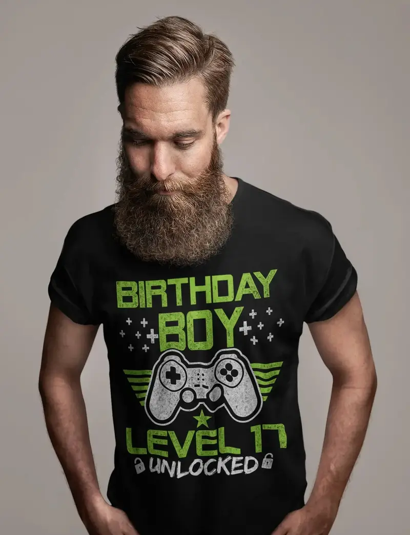Ultrabasic Men's T-Shirt Birthday Boy Level 17 Unlocked - Gift For 17Th Birthday - Gamer Tee Shirt 1