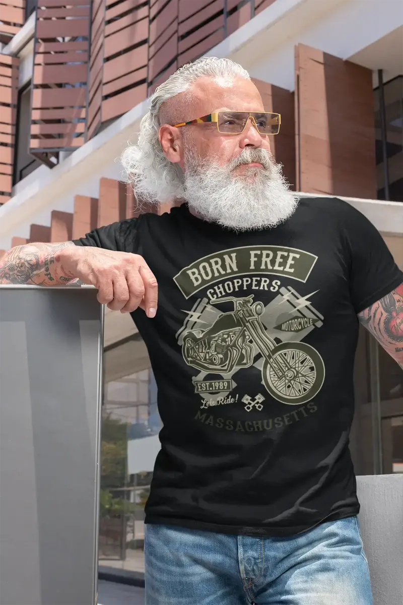 Ultrabasic Men's T-Shirt Born Free Choppers - Massachusetts Motorcycle Vintage Shirt 1
