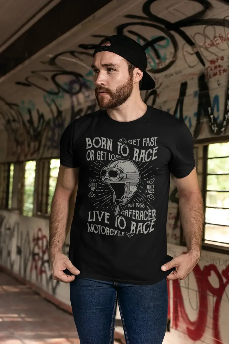 Ultrabasic Men's T-Shirt Born To Race Motorcycle - Live To Race - Vintage Racer Shirt 1