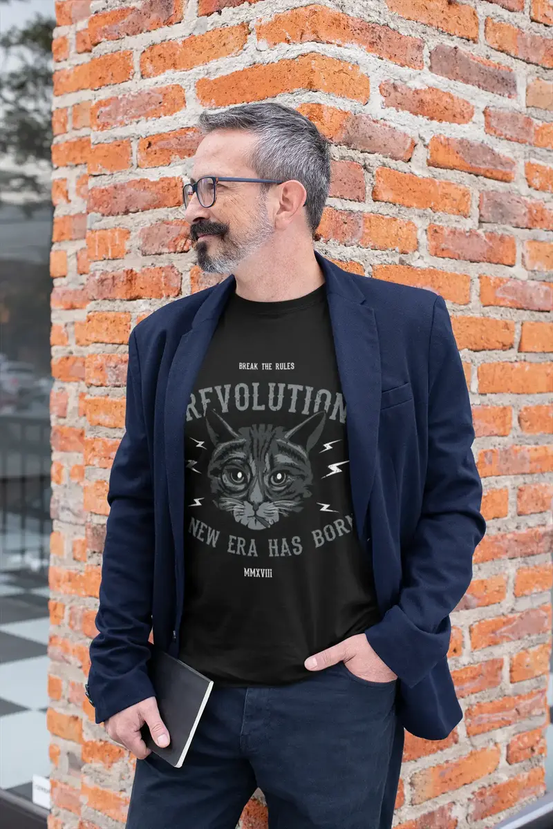 Ultrabasic Men's T-Shirt Break The Rules - Cat Revolution Funny Shirt For Men 1
